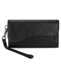 Cartera Trifold Montana West para Mujeres Negra con Correa