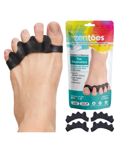 Separadores de Dedos de Gel ZenToes - 2 Pares Negro