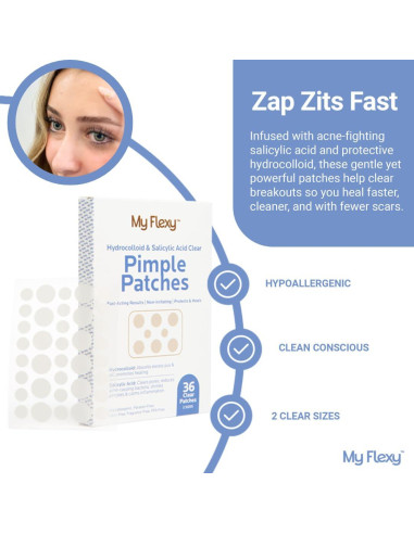 Parche para Granos My Flexy - Hidrocoloide con Ácido Salicílico - 36 Unidades
