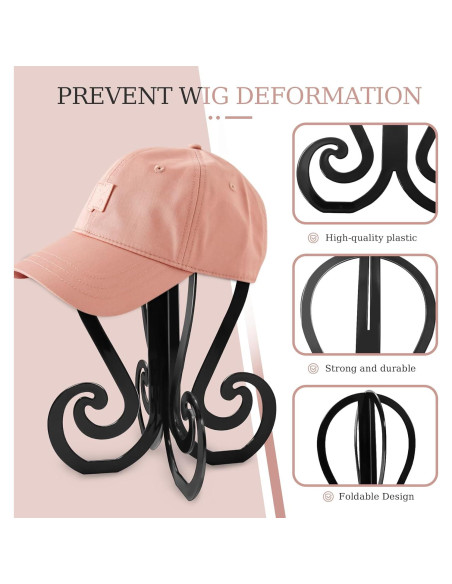 Set de 2 Soportes Plegables para Pelucas + 4 Cepillos - Negro