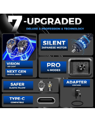 Caja de Reloj Automático ANWBROAD JWW007C con LED y Motor Silencioso