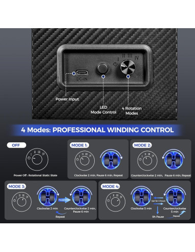 Caja de Reloj Automático ANWBROAD JWW007C con LED y Motor Silencioso