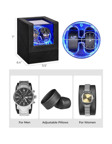 Caja de Reloj Automático ANWBROAD JWW007C con LED y Motor Silencioso