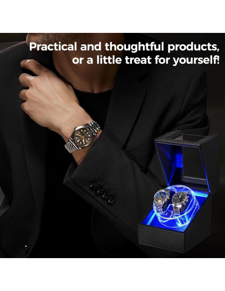 Caja de Reloj Automático ANWBROAD JWW007C con LED y Motor Silencioso