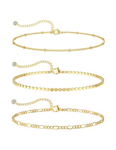 Pulseras de Tobillo de Oro 14K para Mujeres - Ajustables