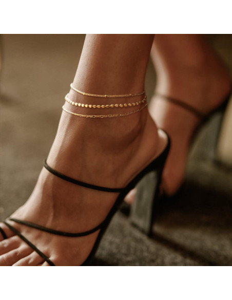 Pulseras de Tobillo de Oro 14K para Mujeres - Ajustables