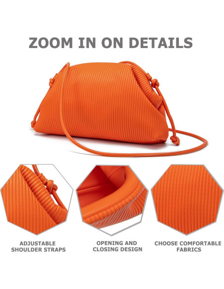 Bolso de Mano KingTo Naranja Clutch de Cuero Vegano 25.9x6.9x15.7 cm