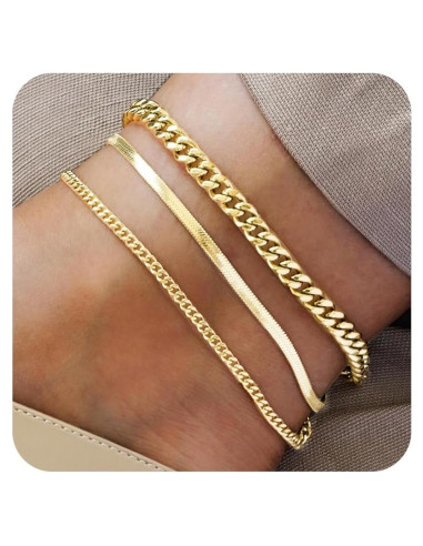 Tobilleras Ajustables de Oro 14K para Tobillos Grandes - HANCAO