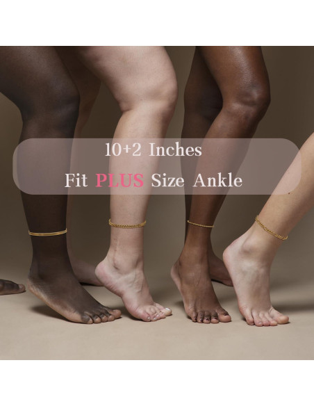 Tobilleras Ajustables de Oro 14K para Tobillos Grandes - HANCAO