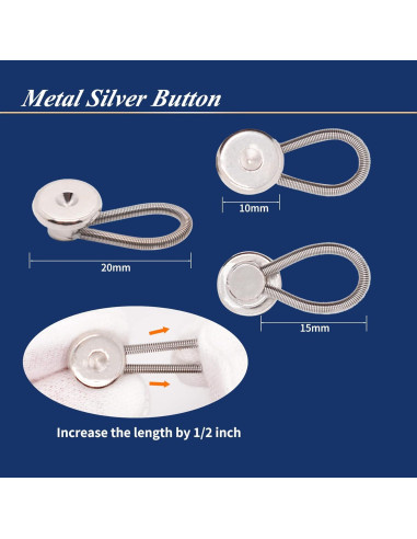 Extensor de Cuello de Botón OURUI Metal 1.27 cm - Paquete de 6