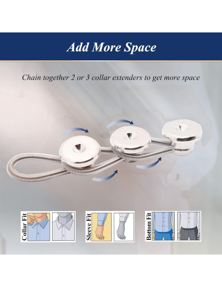 Extensor de Cuello de Botón OURUI Metal 1.27 cm - Paquete de 6 Extensor de Cuello de Botón OURUI Metal 1.27 cm - Paquete de 6