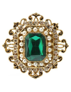 Broche de Strass Antiguo Dorado Barroco Vintage 4.19 cm