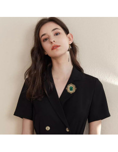 Broche de Strass Antiguo Dorado Barroco Vintage 4.19 cm 2