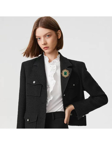 Broche de Strass Antiguo Dorado Barroco Vintage 4.19 cm