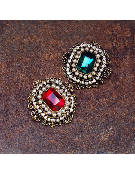 Broche de Strass Antiguo Dorado Barroco Vintage 4.19 cm