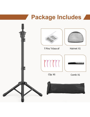 Soporte de Peluca Trípode Womnwomn Ajustable 95-127 cm