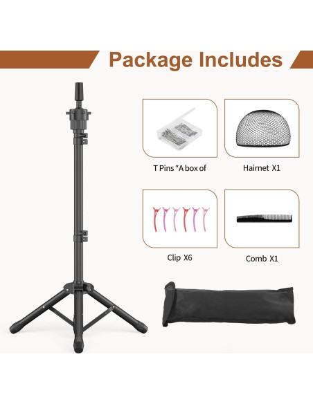 Soporte de Peluca Trípode Womnwomn Ajustable 95-127 cm