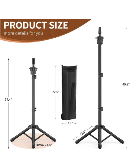 Soporte de Peluca Trípode Womnwomn Ajustable 95-127 cm