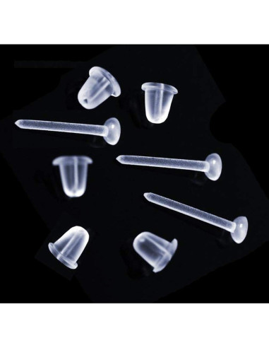 100 Pares Puntos de Silicona Transparentes VANTOBEST para Pendientes