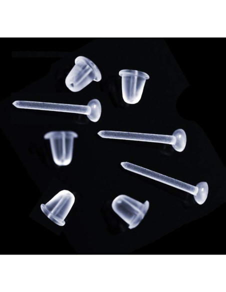 100 Pares Puntos de Silicona Transparentes VANTOBEST para Pendientes