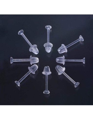 100 Pares Puntos de Silicona Transparentes VANTOBEST para Pendientes