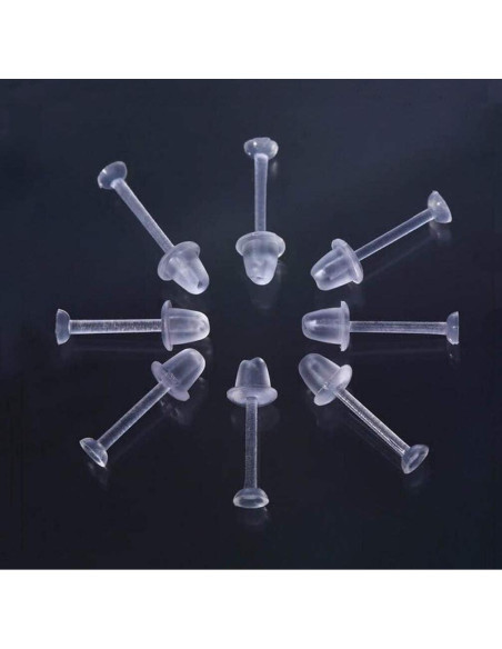 100 Pares Puntos de Silicona Transparentes VANTOBEST para Pendientes
