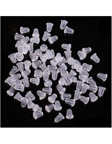100 Pares Puntos de Silicona Transparentes VANTOBEST para Pendientes