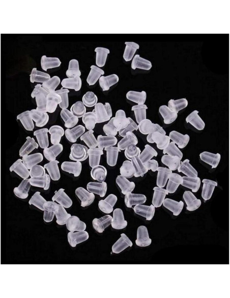 100 Pares Puntos de Silicona Transparentes VANTOBEST para Pendientes