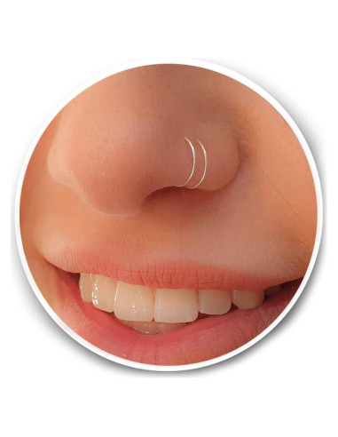 Aro Nasal Espiral Doble Plata Esterlina 925 7mm