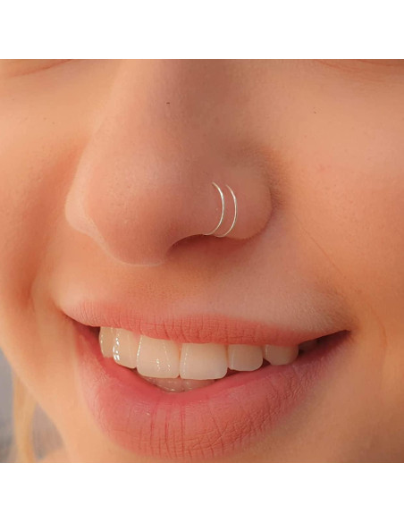 Aro Nasal Espiral Doble Plata Esterlina 925 7mm
