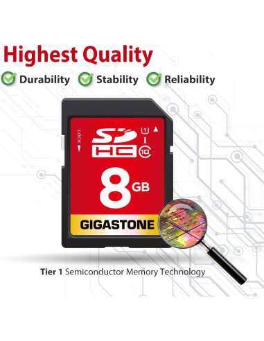 Gigastone 8GB Tarjeta de Memoria SDHC Clase 10 - Paquete de 2
