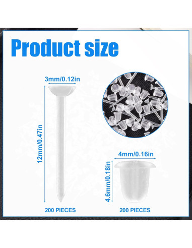 100 Pares de Pendientes Transparentes Mikovivi 1.19x0.30cm