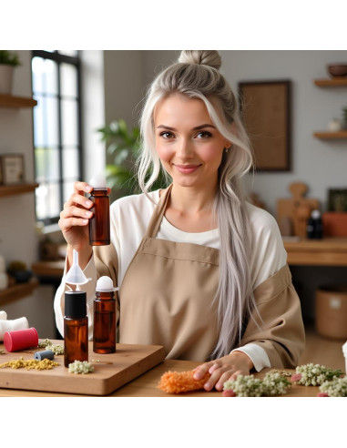 Set de 2 Botellas de Vidrio Marrón 30ml Jizlan con Rodillo