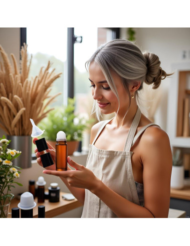 Set de 2 Botellas de Vidrio Marrón 30ml Jizlan con Rodillo