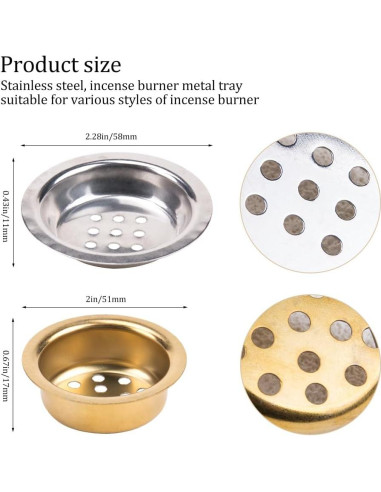4 Piezas Soporte de Carbón Incienso Comidox Oro Redondo
