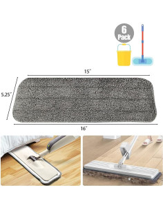 Paquete de 6 cabezales de repuesto microfibra Rainmae 42x14cm 2