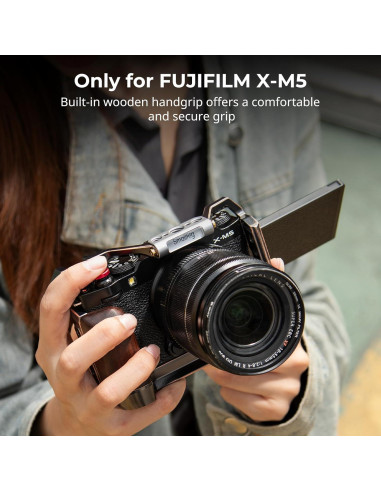 Cage Retro para FUJIFILM X-M5 con Mango de Madera y Placa Arca