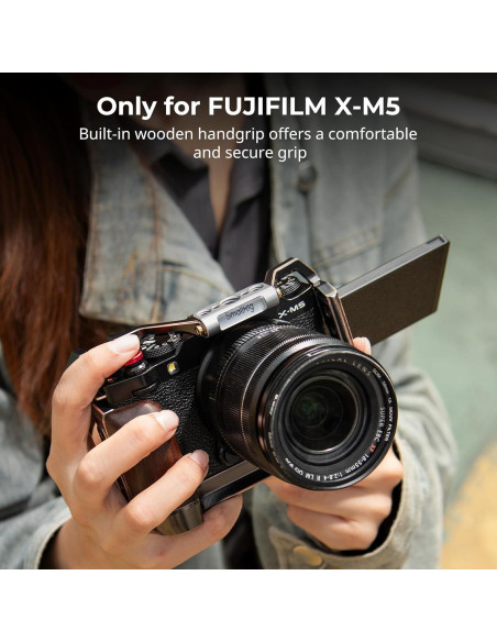 Cage Retro para FUJIFILM X-M5 con Mango de Madera y Placa Arca