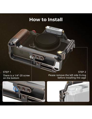 Cage Retro para FUJIFILM X-M5 con Mango de Madera y Placa Arca