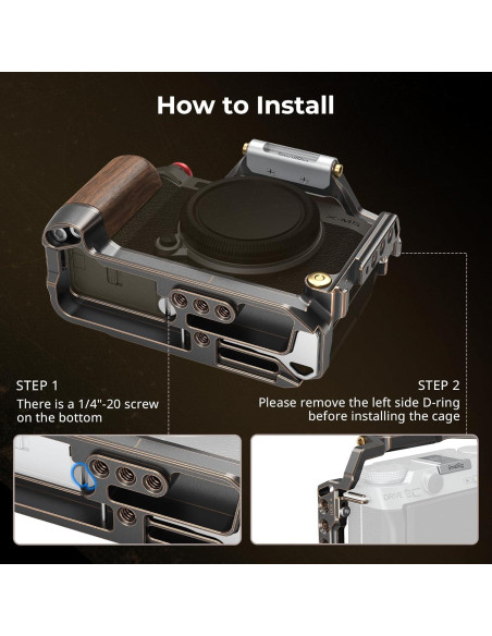 Cage Retro para FUJIFILM X-M5 con Mango de Madera y Placa Arca