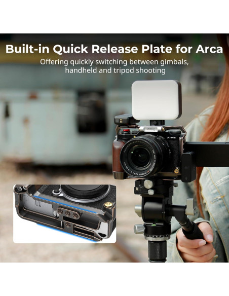 Cage Retro para FUJIFILM X-M5 con Mango de Madera y Placa Arca