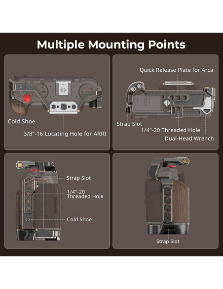 Cage Retro para FUJIFILM X-M5 con Mango de Madera y Placa Arca