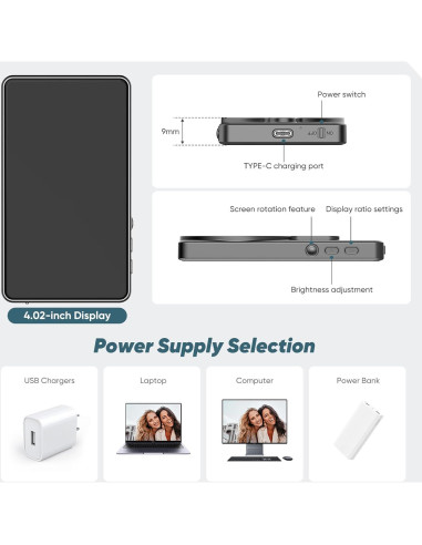 Monitor Selfie Inalámbrico Meonxy para Vlog 4K 30fps