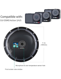 Puerto Domo Impermeable YALLSAME para DJI Osmo Action 3/4/5 Pro 2
