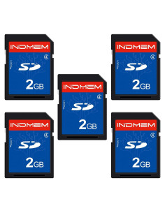 Paquete de 5 Tarjetas SD 2GB Clase 4 INDMEM - Memoria Flash