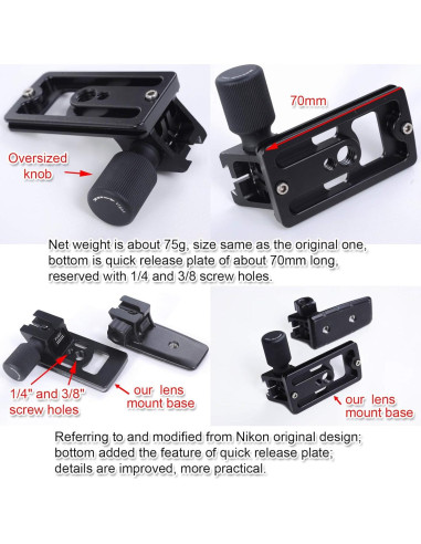 Pie de reemplazo para collar de lente iShoot IS-THN720II compatible Nikon