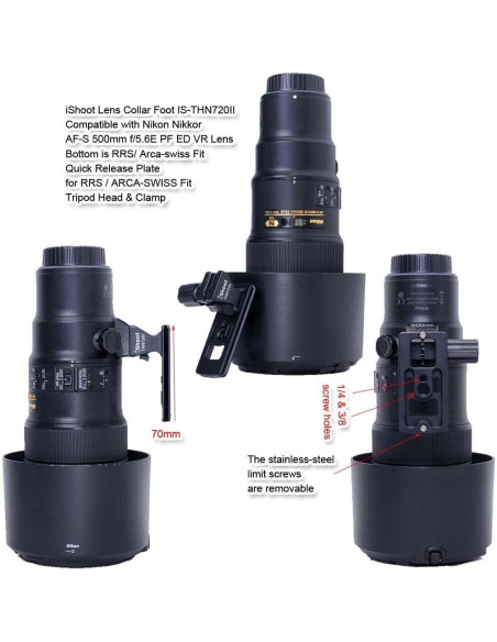 Pie de reemplazo para collar de lente iShoot IS-THN720II compatible Nikon