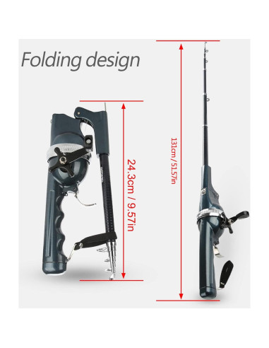 Combo de Caña de Pesca Telescópica Tiiyee 1.31m Plegable