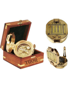 Brújula Náutica de Latón THOR INSTRUMENTS con Caja de Madera 2