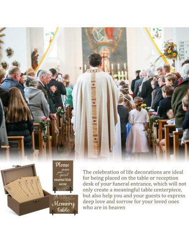 Tarjetas conmemorativas de funeral Gilprop - 100 Pcs + Caja de Madera